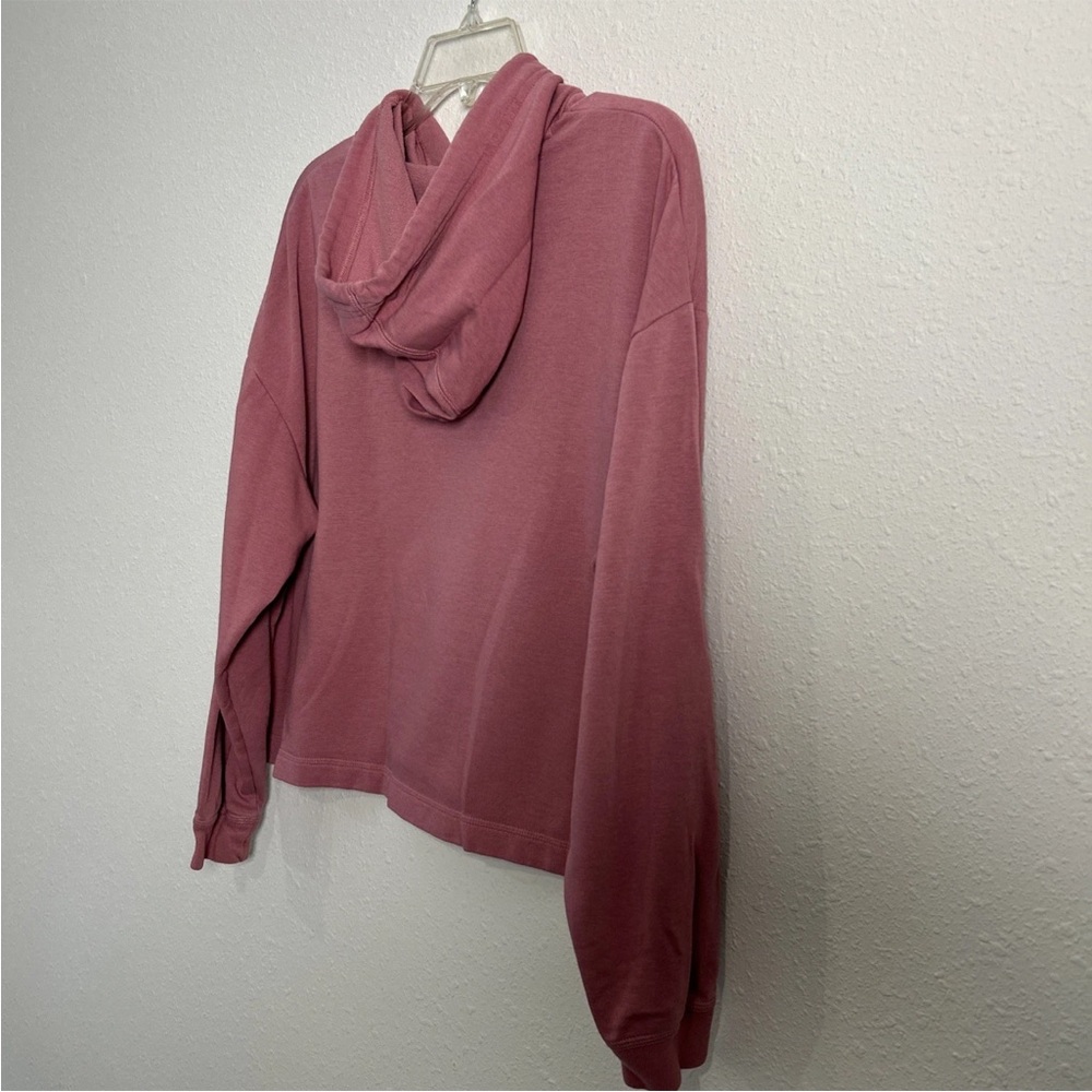 Nike Hoodie Womens Lg Pink Fleece Center Textured Swoosh Logo Slightly Cropped - Picture 7 of 9